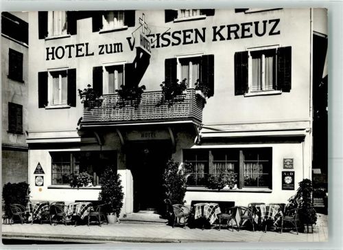 Thusis Hotel zum weißen Kreuz Emailleschild A.V.D.