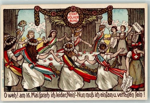 Zürich Eidgenössische Volksabstimmung 1920 Völkerbundsreigen sign. L.L.