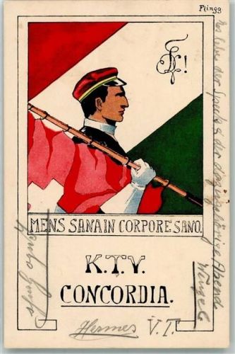 8500 Frauenfeld 1916 Künstlerkarte sign Flingg K.T.V. Concordia Studentika Fahne Ort lt. Stempel