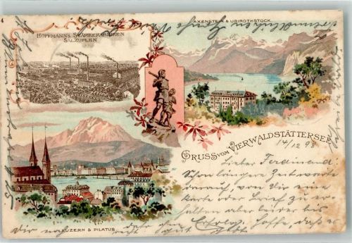 Urirotstock 1898 Vierwaldstättersee Axenstein Luzern Pilatus Werbung Hoffmanns Stärkefabriken Bad Salzuflen