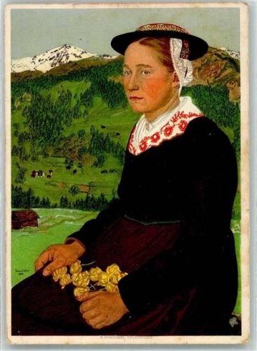 Splügen Bundesfeier 1933 Frau Tracht