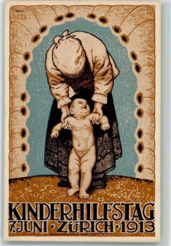 Zürich Kinderhilfstag 7. Juni 1913 Mutter mit Baby