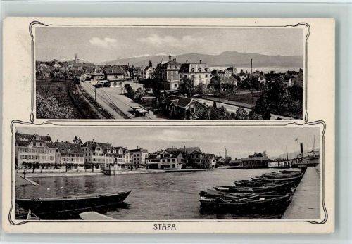 Stäfa 1917 Bahnhof, Hafenpartie AK