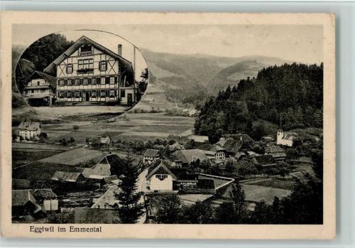 Eggiwil 1918 Hote z. Löwen und Teilansicht AK