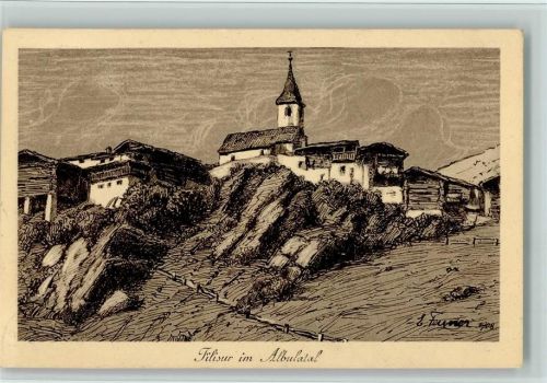 Filisur 1909 Albulatal - Künstlerkarte signiert