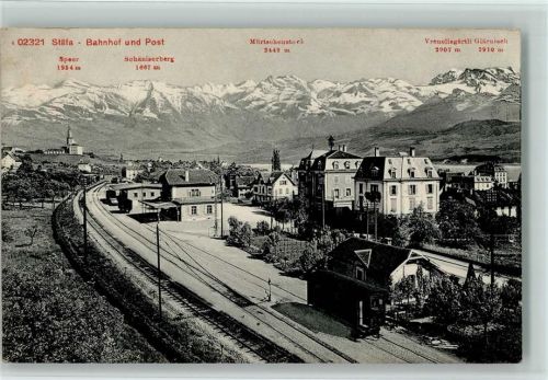 Stäfa 1911 Bahnhof und Post Speer Schäniserberg Mürtschenstock Vrenelisgärtli Glärnisch