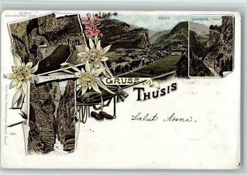 Thusis 1899 Via Mala Das verlorene Loch Hohenratrien und Thusis Edelweiss