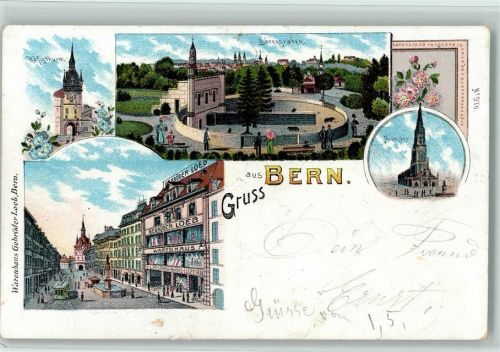 Bern 1900 Käfigturm Bärengraben Münster Warenhaus Gebrüder Loeb