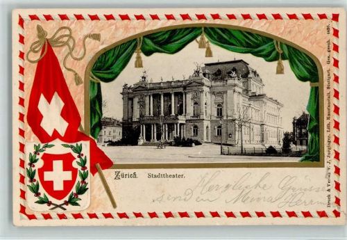 Zürich 1905 Passepartout Fahne Stadttheater