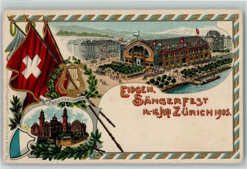 Zürich 1905 Passepartout Eidgen. Sängerfest Fahne