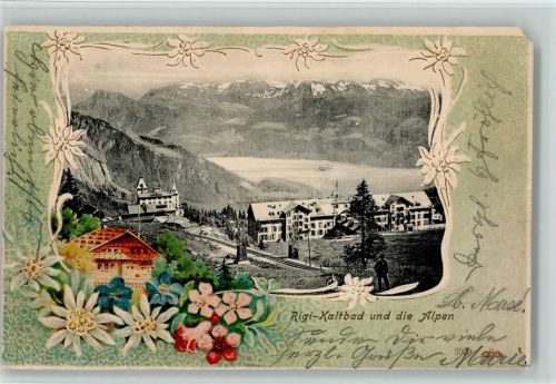 Rigi Kaltbad 1904 Lithographie / Prägedruck