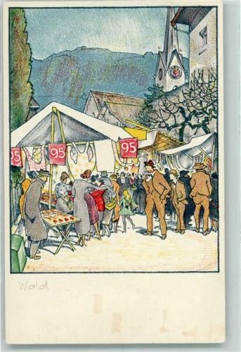 Wald ZH Jahrmarkt sign Ernst Albert Rüegg Marktszene