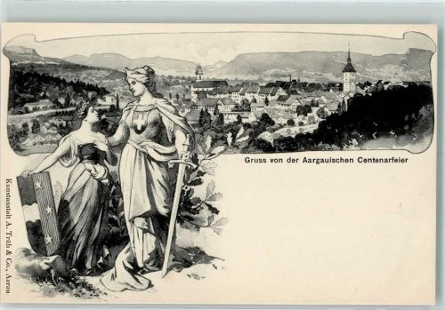 Aargauische Centenarfeier Helvetia Offizielle Postkarte Nr. 12