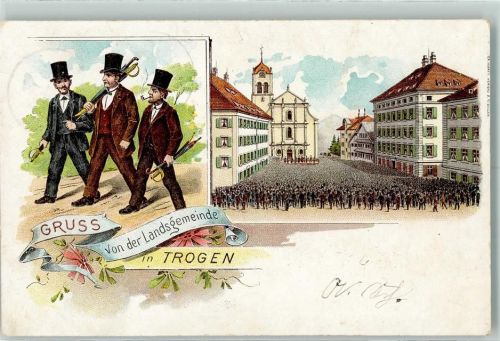 Trogen 1901 Landsgemeinde Männer mit Zylinder Schwert