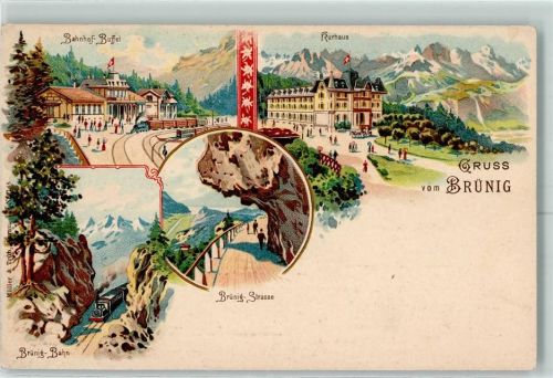 Brünig 1898 Gruss aus Bahnhof Eisenbahn Verlag Müller & Trüb 188 AK