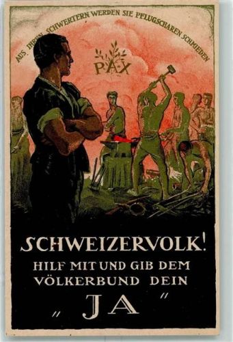 1920 Eidgen. Volksabstimmung 1920 Nr. 4 Schwert und Pflugschar sign. Courvoisier