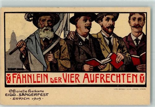 Zürich 1905 Eidgen. Sängerfest Fähnlein der Vier Aufrechten sign