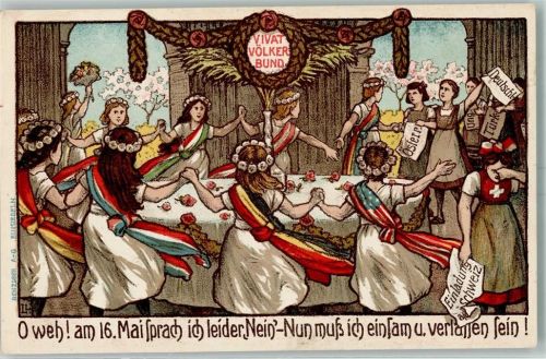 1920 Vivat Völkerbundsreigen sign L. Landenberger Eidgen. Volksabstimmung zum Völkerbund
