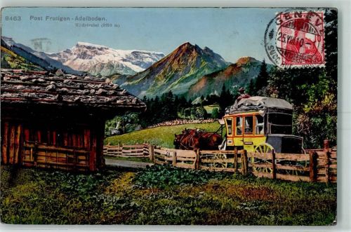 Frutigen 1910 Post Frutigen - Adelboden Wildstubel Postkutsche