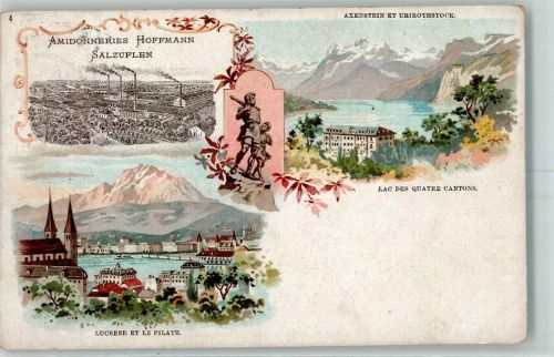 Urirotstock 1903 Axenstein et Urirothstock Lac des Quatre Cantons Lucerne et le Pilate Werbung AmidonneriesHoffmann Salzuflen