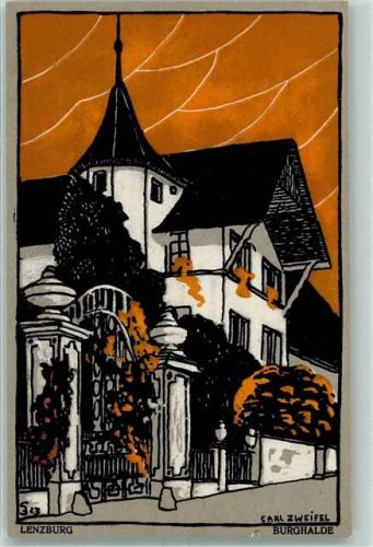 Lenzburg Burghalde sign Carl Zweifel Serie 1