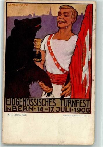 1906 Festpostkarte mit dazugehörigem Sonderstempel Bär Pokal