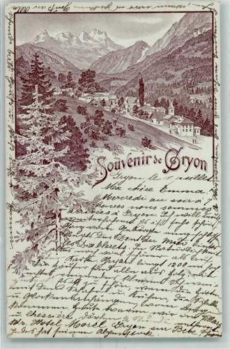 Gryon 1896 Vorläufer Druck 1890 - 1895 Gruss aus Lithographie