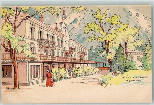 Lavey-les-Bains le grand Hotel sign.