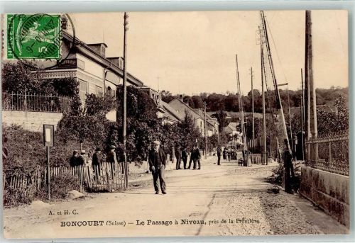 Boncourt 1910 le Passage a Nieveau pres de la Frontiers Bahnübergang