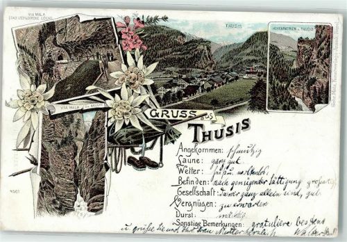 Thusis 1902 Via Mala das verlorene Loch Brücke Hohenratrien