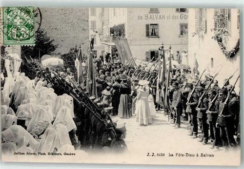 Salvan 1907 la Fete Dieu Soldat Uniform Nonnen