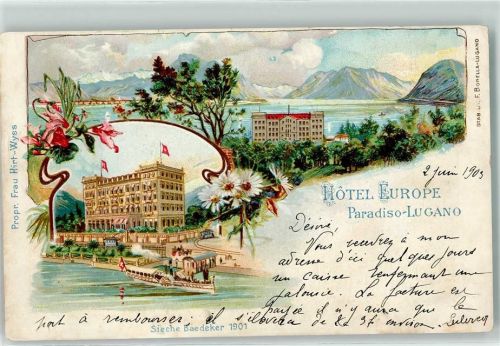 Paradiso 1903 Hotel Europe Seitenraddampfer Straßenbahn