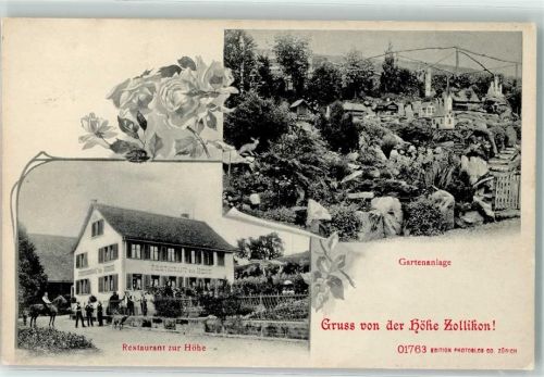 Zollikon 1909 Gasthaus Retaurant zur Höhe Gartenanlage
