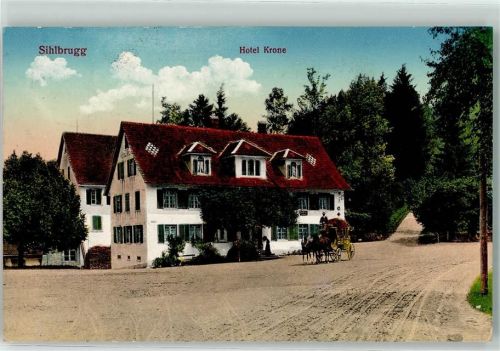 Sihlbrugg 1917 Hotel Krone Postkutsche