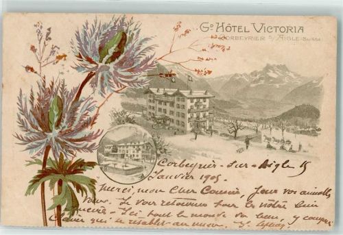 Corbeyrier 1905 Winter Grand Hotel Victoria Pferdeschlitten