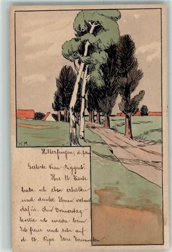 Hilterfingen 1906 handgemalt sign HM Ort lt. Stempel