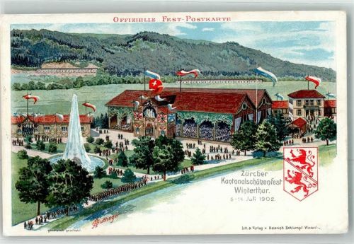Zürich Kantonalschützenfest Juli 1902 Lithographie