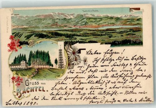 Bachtel 1898 Gasthaus Aussichtsturm Hüttenstempel Verlag Künzli