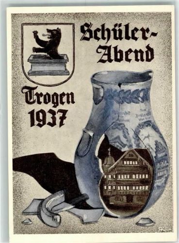 Trogen Kantonsschule Schülerabend 1937 Hauptversammlung des KVT Krug Wappen