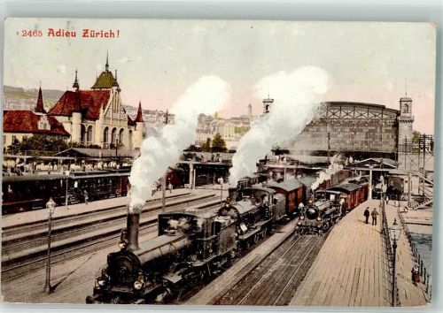 Zürich 1910 Bahnhof Damplokomotiven Eisenbahn