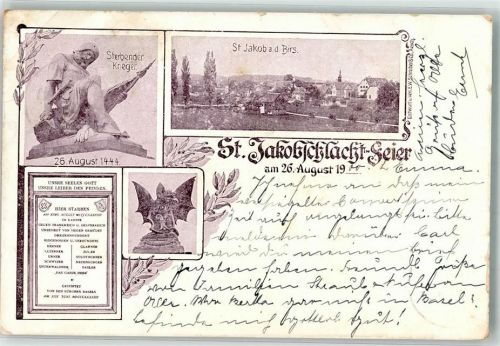 St. Jakob St. Jakobschlacht Feier 26. August 1900 Sterbender Krieger St. Jakobdenkmal