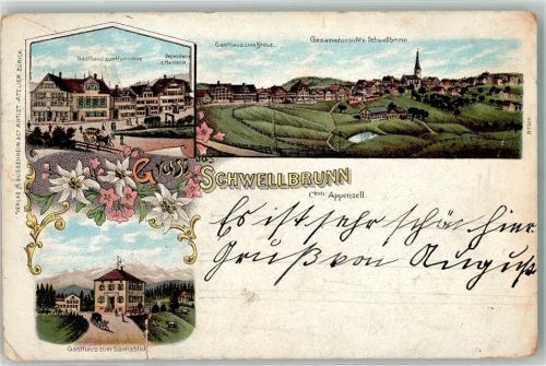 Schwellbrunn 1899 Gasthaus zur Harmomie Gasthaus zum Kreuz Gasthaus zum Säntisblick Einriß