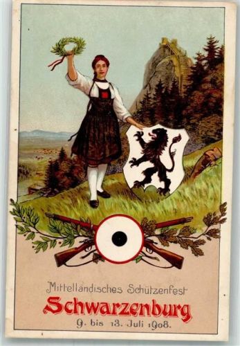 Schwarzenburg 1908 Schützenfest Tracht Wappen