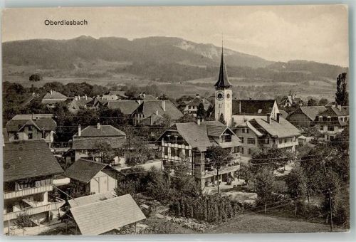 Oberdiessbach 1914 Bahnpost Thun-Burgdorf-Thun Zug 55