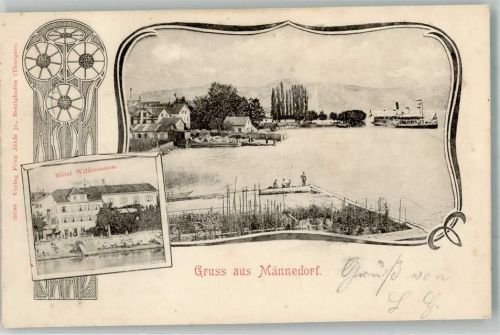 Männedorf 1901 Hotel Wildemann Hafen Dampfer