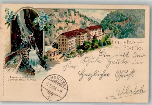 Hinwil 1896 Taminaschlucht Hotel Pfäfers