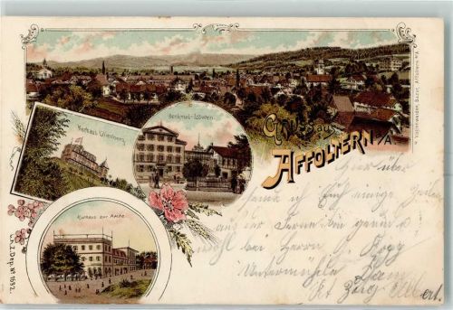 Affoltern am Albis 1898 Kurhaus Lilienberg Denkmal-Löwen Kurhaus zur Arche