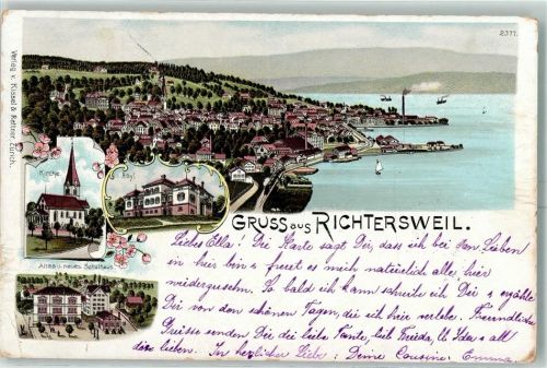 Richterswil 1901 Kirche Asyl Altes und neues Schulhaus