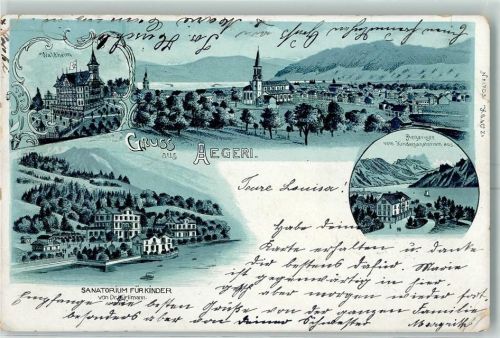 Aegerisee 1901 Waldheim Sanatorium für Kinder von Dr. Hürlimann Aegerisee vom Kindersanatorium aus