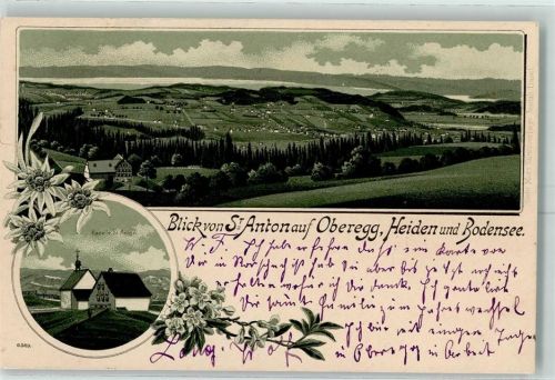 Oberegg 1904 Blick von St. Anton auf Oberegg Heiden und Bodensee Kapelle St. Anton